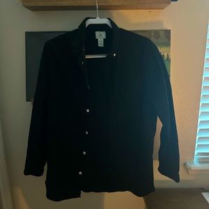 Black Corduroy Long Sleeve Button Down